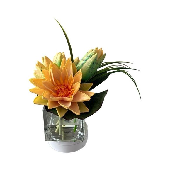 Lotus Blossom & Lily Pad Silk Flower Arrangement - Picture 1 of 5